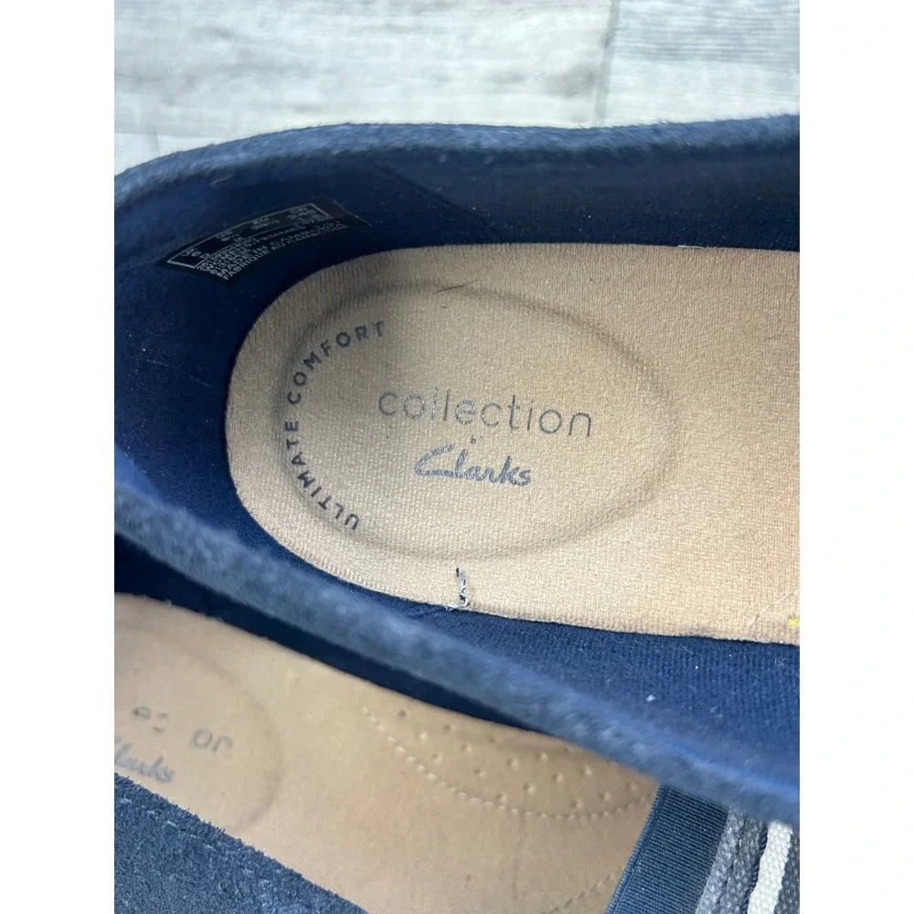 Clarks Striped Espadrille Flats Womens‎ Shoes Navy White Size 8.5